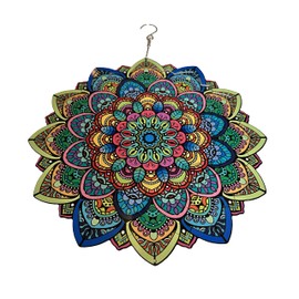Mandala Wind Spinners for Yard and Garden, 3D Stainless Steel Hanging Spinner for Outdoor & Indoor Decorations, 12 inch, 360 Degree Swivel Spinners