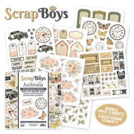 ScrapBoys Paper Archivalia POP UP - ScrapBoys Paper - 6x6 Scrapbook Elements Pad 24 Sheets
