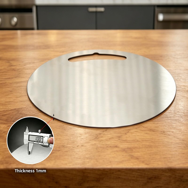304 stainless steel cutting board mat, heavy-duty solid round double-sided