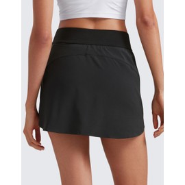 CRZ YOGA Dolphin Golf Skirts for Women A Line High Waisted Casual Athletic Mini Tennis Pickleball Skort with Zipper Pocket Black X-Small