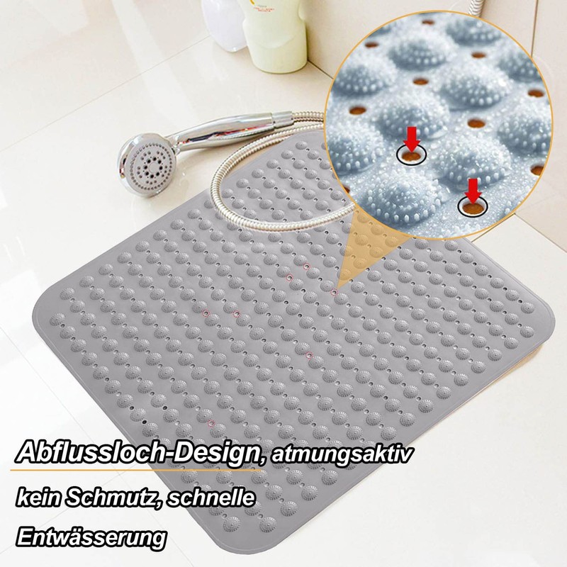 Shower Mat 48 x 48 cm Suction Cup Washable Square