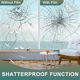 8 Mil Clear Security and Safety Window Film Shatterproof Film for Glass Windows Anti Shatter Tempered Glass Cover Clings Film for Home and Office