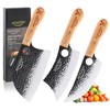 MONGSEW 3PCS Butcher Viking Knife Set, Hand Forged 7" Serbian