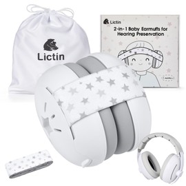 Lictin Baby Hearing Protection - 2-in-1 Baby Headphones Noise Protection 25 dB - Baby Earmuffs Noise Adjustable Headband - Headphones Babies Noise Protection up to 48 Months - Hearing Protection