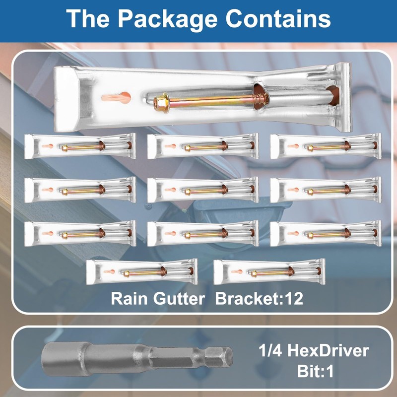 YOUDMEARUD 5" 12 Pack Gutter Hangers with Pre-Inserted Resistant Screw,