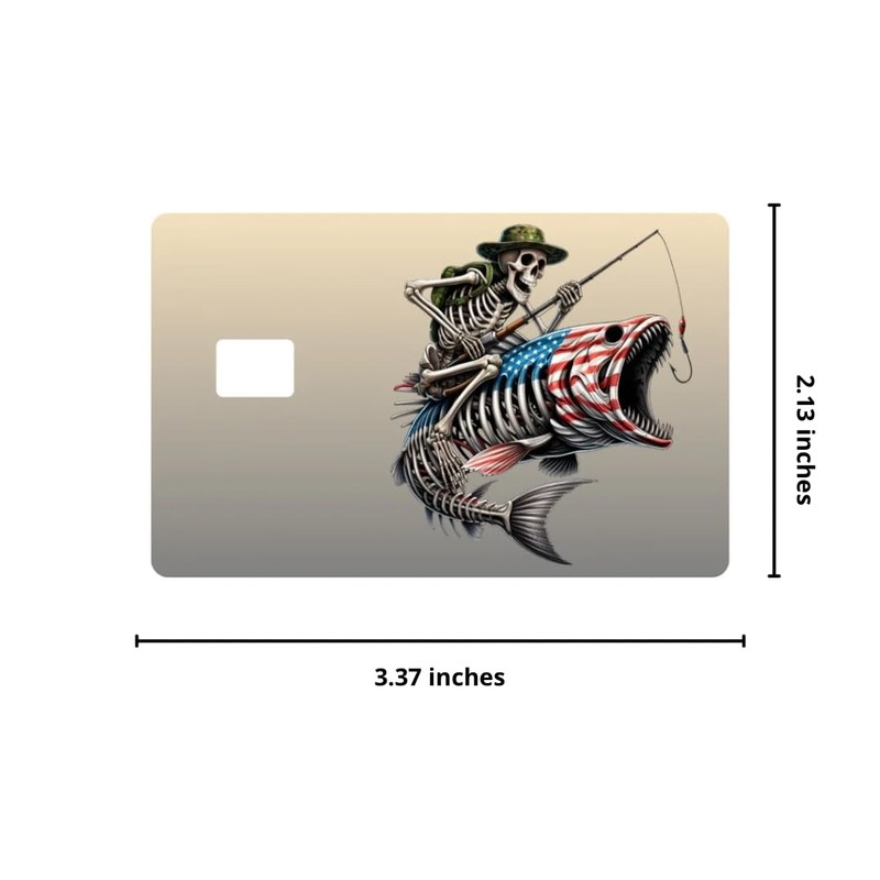 Patriotic Skeleton Fishing Card Sticker