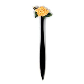 LX Hand Painted Yellow Rose Flower Letter Opener
