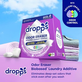 Dropps Odor Eraser Pods (64 Count) - Powered by TriCore Erase | Use With Detergent | Odor Remover | For Sweat, Musty Towels, Mildew, Pet & Body Odors |