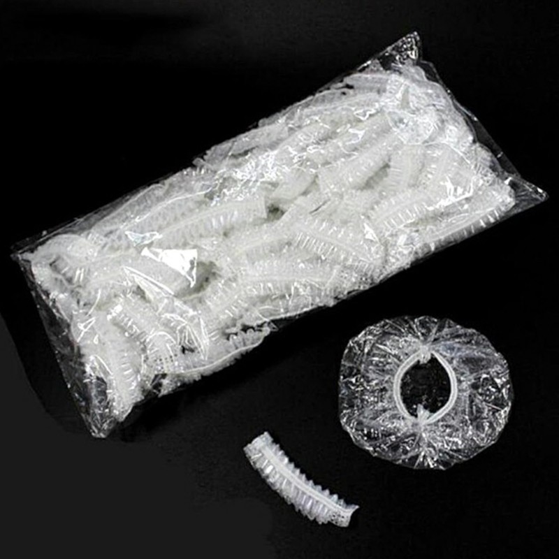 100pcs Disposable Transparent Ear Cover Sleeve Bath Shower Salon Hair