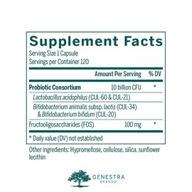 Genestra Brands - HMF Forte Probiotic Supplement - Four Strains of Probiotics to Promote GI Health - 120 Capsules