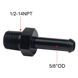 EVIL ENERGY 1/2" NPT Male to 5/8" Barb Fitting Adapter Straight Aluminum Black
