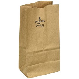 Duro ID# 30903 3# Bulwark SOS Bag 52# Natural Kraft 500pk (2 Packs of 500) 4-3/4 x 2-15/16 x 8-9/16