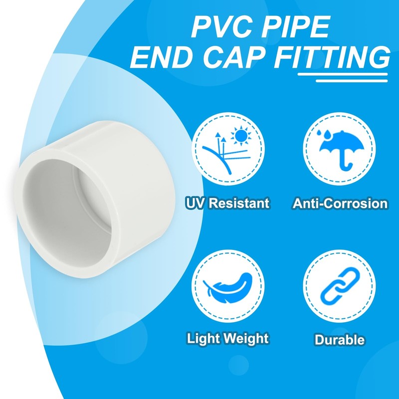 PATIKIL 3/4" PVC Pipe End Cap Fitting, 2 Pack Furniture
