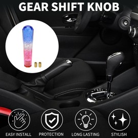 TUCKBOLD Car Shift Knob 20cm | Front Shift Lever Knob Universal for Automatic and Manual Vehicle Acrylic Blue Pink with 2 Adapter 1 Set