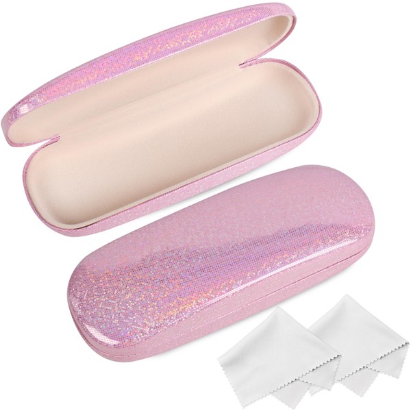 Joyberg Glasses Case, 2 Pack Eyeglass Case with Cleaning Cloth,