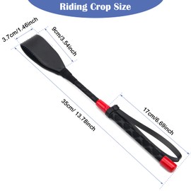 Zhichengbosi Horse Crop, Faux Leather Riding Crop With Anti-Slip Grip Gel Handle (red+black, 35cm)