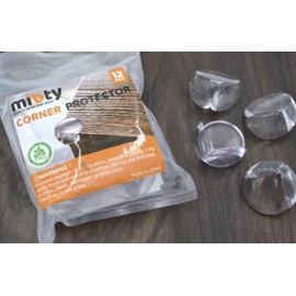 MIBTY 12-Pack Round Corner Protectors, Soft Rubber Furniture Corner Protector Covers with Adhesive Strips, for Baby, Pet, and Elderly Safety