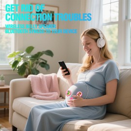 Wireless Bluetooth Pregnancy Headphones for Belly Gifts for Pregnant Women | Jellyfish Baby Bump Headphones | Smart Phone Compatible (Pink)