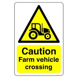 Safety First Display LTD Caution farm vehicle crossing sign - 1.2mm Rigid plastic for indoor/outdoor usage (400mm x 300mm) Viewing Distance within 14m.