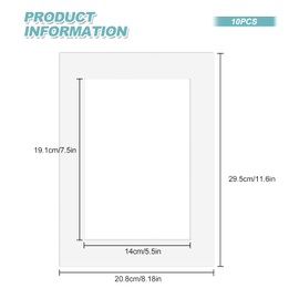 A4 Picture Mounts for Frames, 10 Pcs Photo Frame Mounts White Picture Frame Inserts Mount for 7.5 x 5.5 Inch Image Artworks Paintings