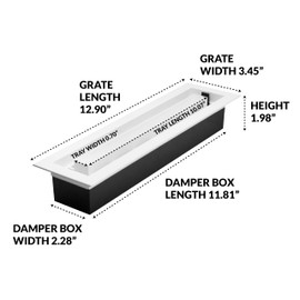 Inte-Grates IGFPD212-WH Flush Floor Matching Vent 2x12 Drop-in Plastic Floor Register, Sliding Damper for Airflow Control, Easy DIY Installation, White