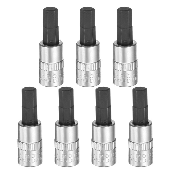 sourcing map 7pcs H6 Hex Bit Socket 1/4" Square Drive