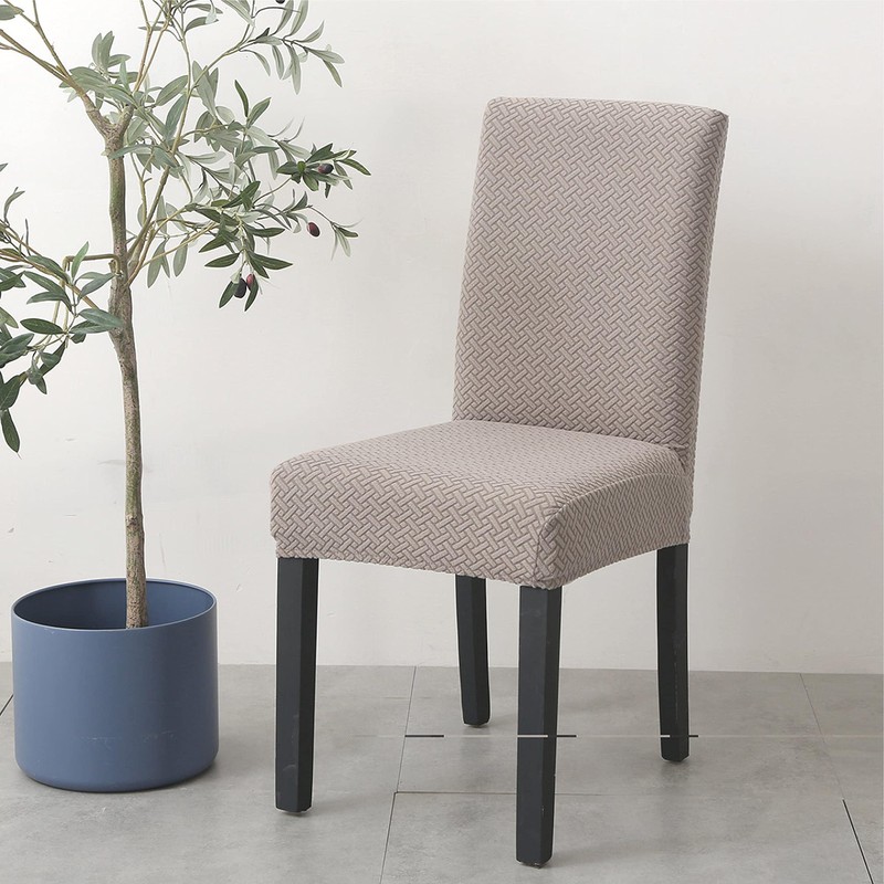 Hyper Cover Modern Jacquard Dining Chair Covers (Tan, 4 pcs)