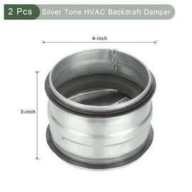 YOKIVE 4-inch HVAC Backdraft Damper, 2 Pcs One-Way Airflow Duct Draft Stopper with Spring-Loaded Folding Blades Inline Fan Vent, Great for Range Hoods Air Ventilation System (Silver Tone)