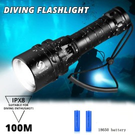 Packetman 200000LM LED Diving Flashlight Torch 200M Underwater Scuba Lantern Light US