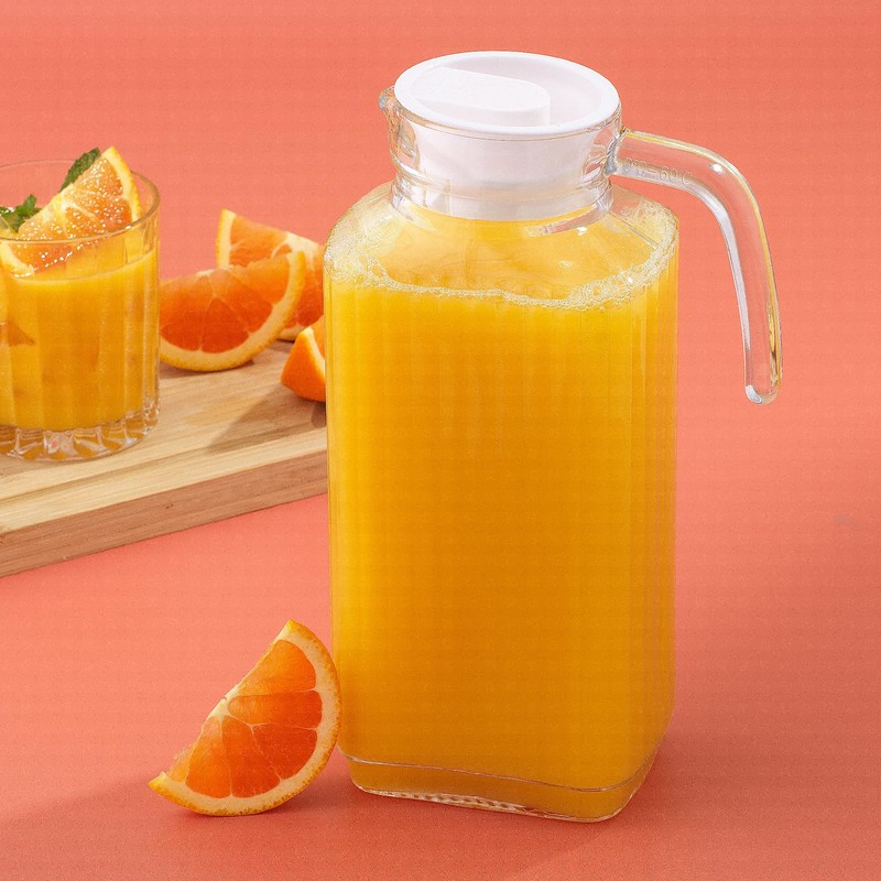 JoyJolt 60oz Glass Pitcher with Lid (2 Lids) - Beverage