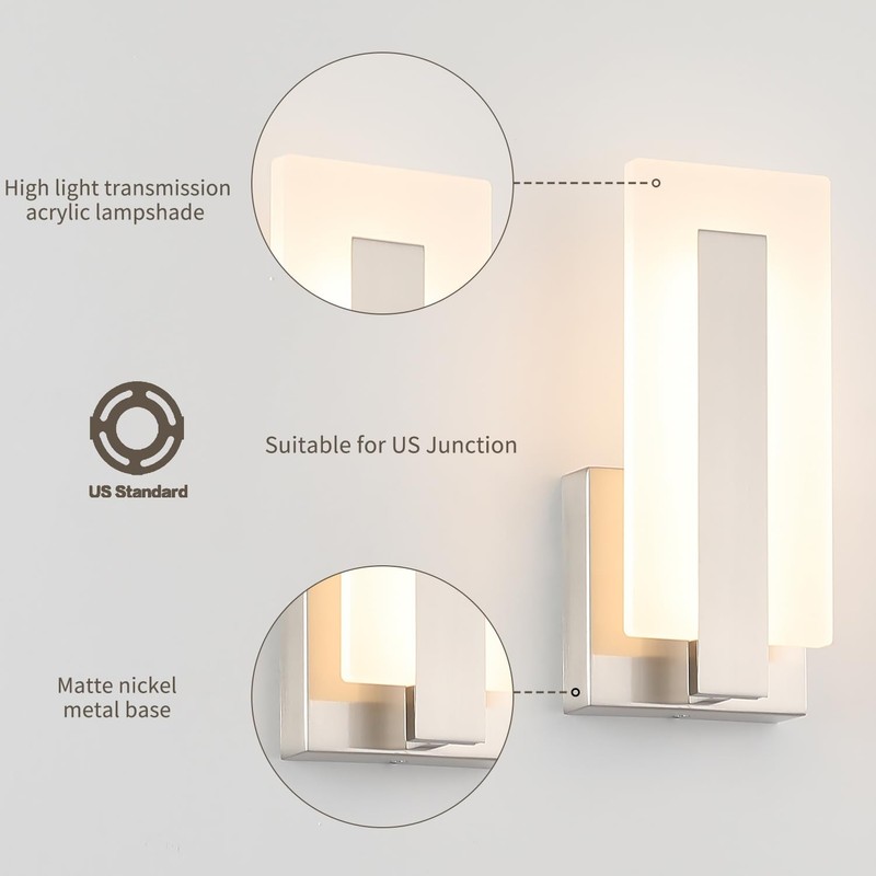 Joosenhouse LED Wall Sconce Set of 2, Hardwired Dimmable Wall