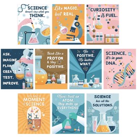 Zonon 10 Pcs Science Classroom Decoration Banner and Poster for Teachers Scientist Bulletin Board Set Posters Science Lab Cutout for Elementary Middle Preschool Office (Energizing)