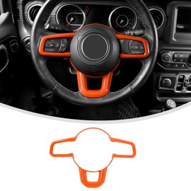 Linskip Steering Wheel Trim Compatible with 2018-2024 Jeep Wrangler JL JLU 4XE & 2020-2024 Jeep Gladiator JT, Steering Wheel Cover for Jeep Wrangler Accessories(Orange)