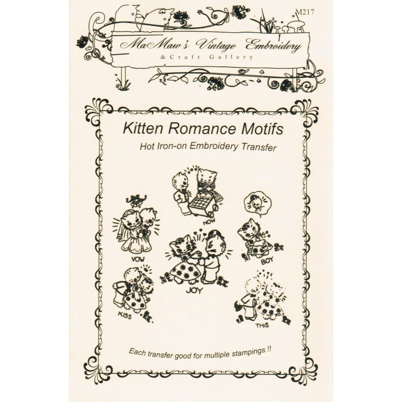 MaMaw's Vintage Embroidery M217 Wedding Kittens tea towels embroidery Hot