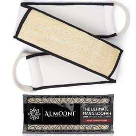 Almooni Natural Egyptian Loofah Back Scrubbers for Use in Shower, Exfoliating Natural Loofah Back Scrubber for Shower for Men and Women to Clean Your Back Deeply - 1 Count (1 Pack) - Black