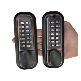 All-Weather Double Keypad Mechanical Keyless Latch Door Lock (Oil Rubbed Bronze)