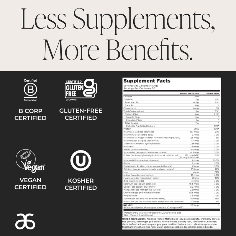 Arbonne Feelfit Pea Protein Shake - Daily Supplement Powder, Vegan