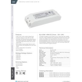 American Lighting ELV-30-12 Electronic LED Hardware Power Supply, Adaptive, 30-Watt 12V Electonic Low Voltage Driver, White