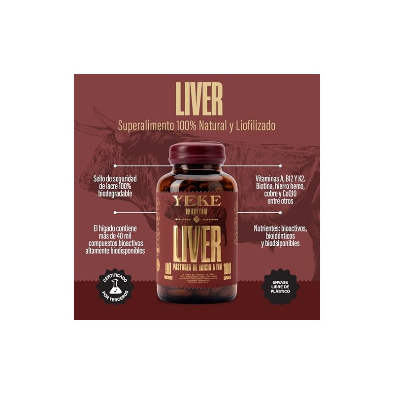 Grass Fed Beef Liver Hígado Res Liofilizado 100 Orgánico Yeke
