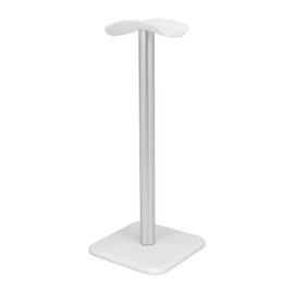 Soporte para Auriculares, Base Antideslizante con Esquinas Redondeadas Soporte para Auriculares con Bandeja de TPU, Soporte para Auriculares con Barra de Soporte de Aluminio (Blanco)