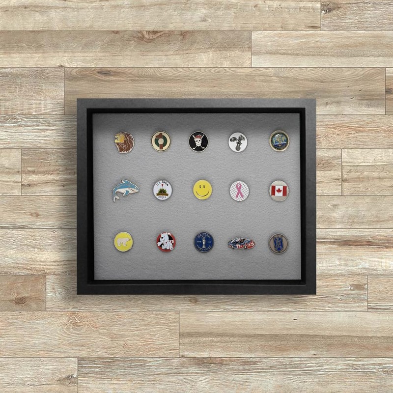 Golf Ball Marker Shadowbox Display | Holds Flat or Pegged