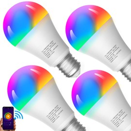 Smart Light Bulbs, Compatible with Alexa/Google Home/Echo, eLinkSmart WiFi LED Dimmable RGB 16 Million Color Changing,Timing, A19 E26 9W Engery Saving, 2.4Ghz WiFi Only, No Hub Required, 4 Pack