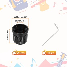 QUARKZMAN 2 Pieces Guitar Knobs Metal Volume Tone Control Dome Knobs 6x17x16mm Potentiometer Knobs with Wrench for Electric Guitar Bass Black