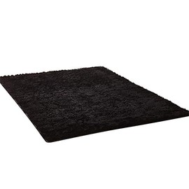 Kekon Ultra Soft Indoor Modern Square Area Rugs Fluffy Non-Slip Floor Carpets Silky Mat for Living Room Bedroom Kids and Baby Room Nursery and Pet, 1.3 * 1.3ft, Black