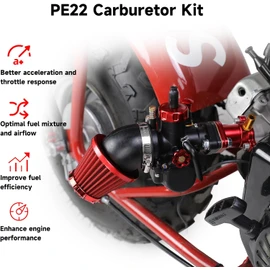 PE22 Carburetor Carb Throttle Assembly Main Jets Kit Compatible with Predator 212cc 224cc 196cc Coleman Mini Bike CT200U BT200X B200R KT196 Go Kart Baja Warrior GX160 OHV Clone Engine Parts