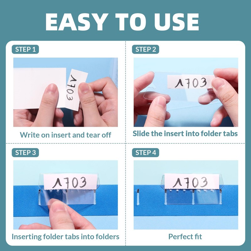 File Folder Tabs, SUNEE 50 Sets Hanging File Folder Labels