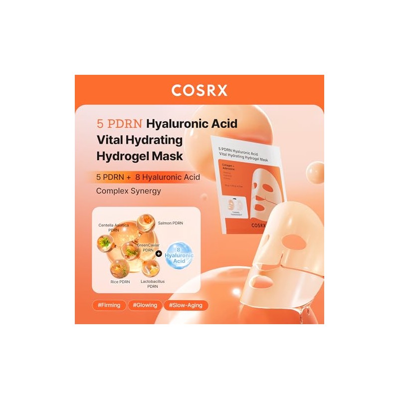 COSRX 5 PDRN Hyaluronic Hydrogel Face Mask, Glass Skin Glow,