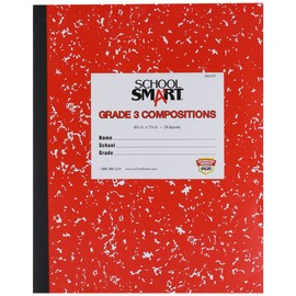 School Smart Skip-A-Line Ruled Composition Book, Grade 3, Red, 48 Pages - 085297