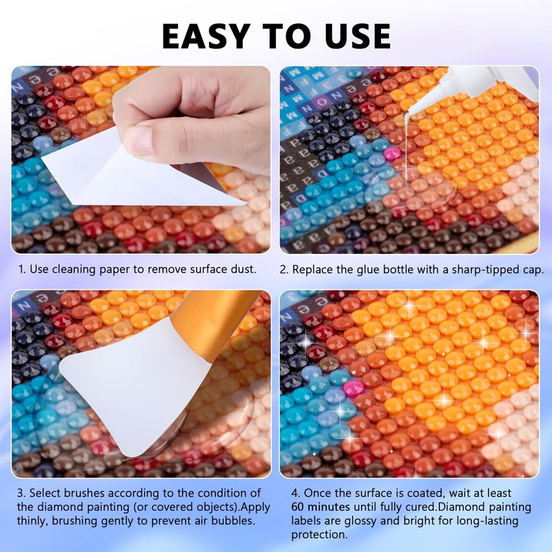 32OZ Diamond Painting Sealer, Diamond Painting Adhesive with Applicator, 5D