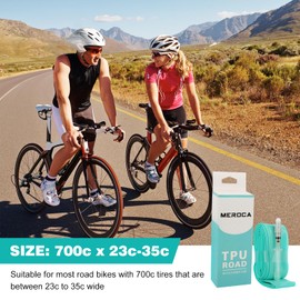 TINGSING 2 Pack TPU Inner Tubes 700C x 23-35C Bike Tube 27.5'' Bicycle Tire Tube with 45L/65L/80L Presta Valves, Cycling Tubes for Road, MTB, Kids Bike, Thicken 2.10mm,80L,Turquoise